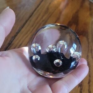 Clear and Black Glass Sphere Paperweight
